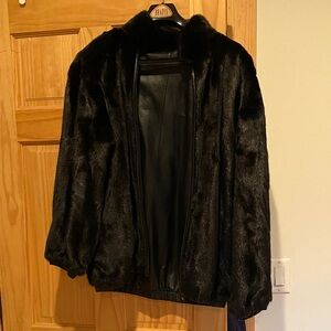 Elegant Black mink reversible leather Jacket size large